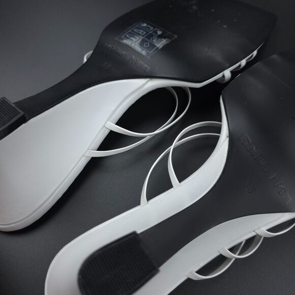 REIKE NEN 5 Strap Wedge Heels White Leather 90s Minimal Y2k Clean Girl Modern 6 - Picture 11 of 12